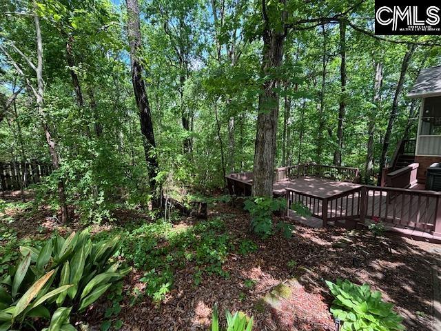view of yard featuring a wooden deck