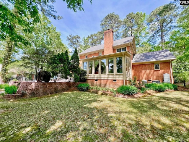 110 Columbia Club Dr, Blythewood, SC 29016 - rear view of property featuring crawl space, a yard, and a chimney