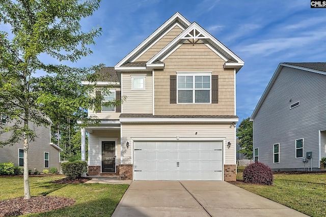207 Ashewicke Dr, Columbia, SC 29229 - craftsman-style home with a front lawn, driveway, brick siding, and a garage
