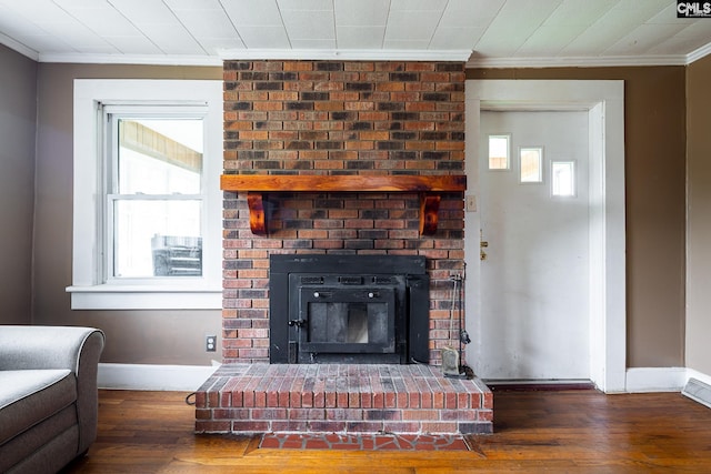 1742 Orrs Station Rd, Chester, SC 29706 - details with a fireplace, wood finished floors, crown molding, and baseboards