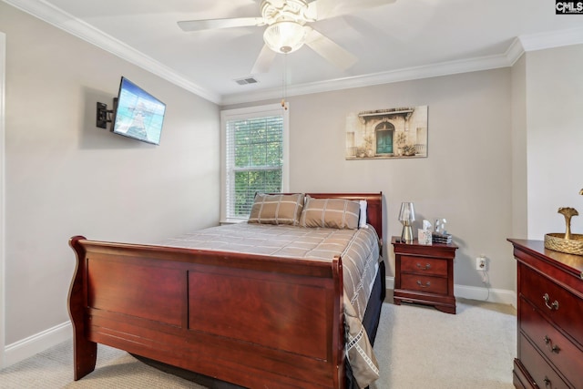 6 Sienna Ct, Chapin, SC 29036 - bedroom featuring light colored carpet, ceiling fan, baseboards, and ornamental molding