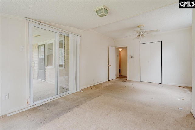143 Indian Cove Rd, Chapin, SC 29036 - carpeted empty room featuring a ceiling fan, a textured ceiling, and crown molding