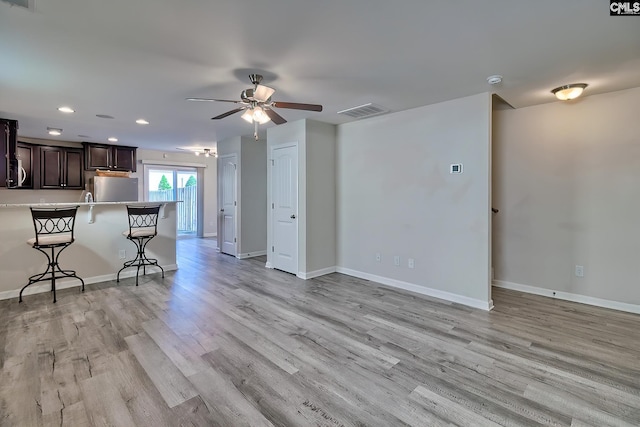 258 Gum Swamp Trl, West Columbia, SC 29169 - living room featuring light wood-type flooring, baseboards, visible vents, recessed lighting, and a ceiling fan