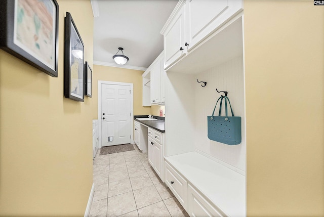 1437 Heins Rd, Blythewood, SC 29016 - mudroom with crown molding, a sink, and light tile patterned floors