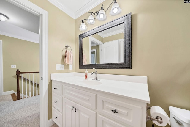 1437 Heins Rd, Blythewood, SC 29016 - bathroom with baseboards, ornamental molding, toilet, and vanity