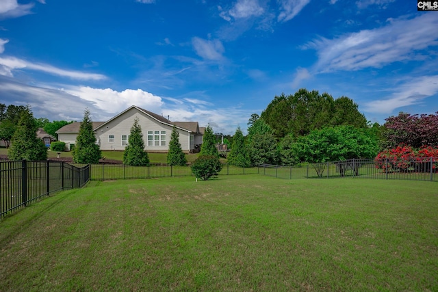 view of yard with a fenced backyard