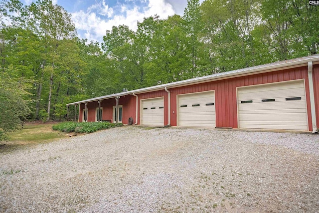 view of detached garage