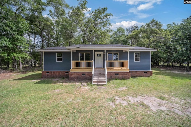1203 Basil Rd, Swansea, SC 29160 - view of front of home featuring stairway, covered porch, crawl space, and a front lawn