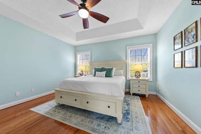 257 Popes Ln, Lexington, SC 29072 - bedroom with a tray ceiling, wood finished floors, baseboards, and a textured ceiling