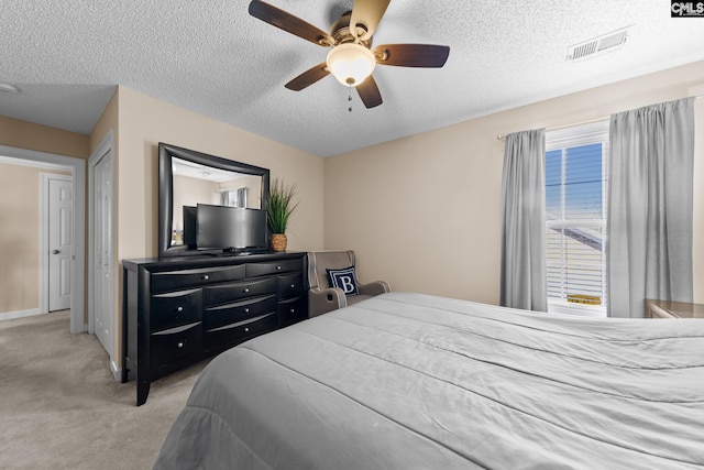 257 Popes Ln, Lexington, SC 29072 - bedroom featuring carpet flooring, multiple windows, a textured ceiling, and a ceiling fan