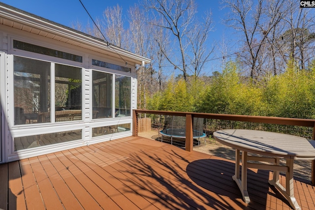257 Popes Ln, Lexington, SC 29072 - deck featuring a sunroom and a trampoline