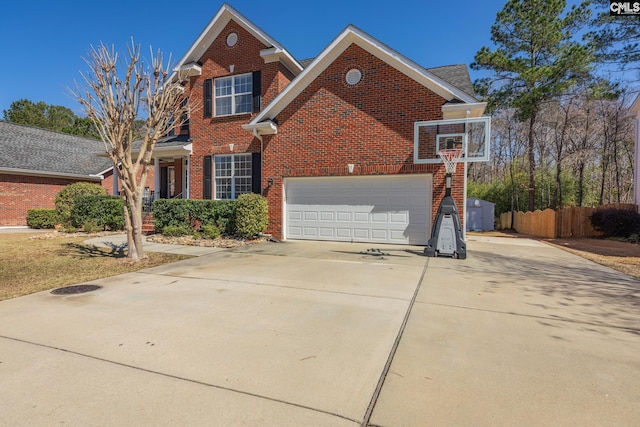 257 Popes Ln, Lexington, SC 29072 - traditional-style house with brick siding, concrete driveway, and fence