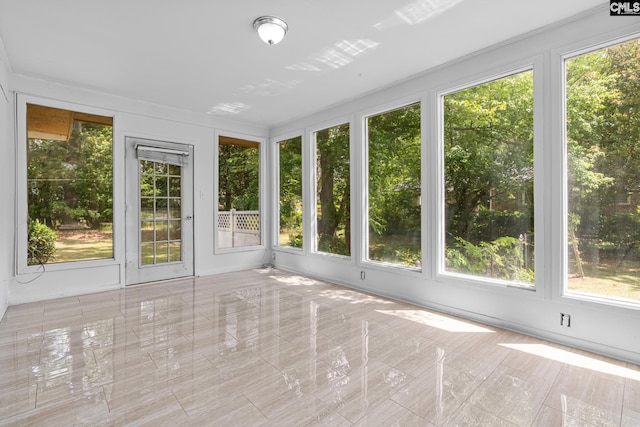 view of unfurnished sunroom