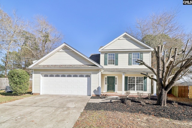 208 Bailey Island Cir, Lexington, SC 29072 - traditional-style home featuring fence, a porch, driveway, and an attached garage
