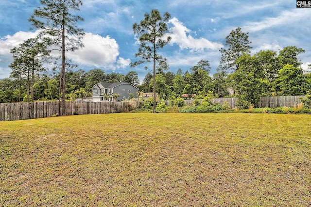 view of yard featuring a fenced backyard