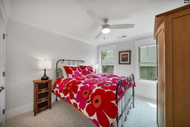 527 Regatta Rd, Columbia, SC 29212 - bedroom with baseboards, ceiling fan, light carpet, and visible vents