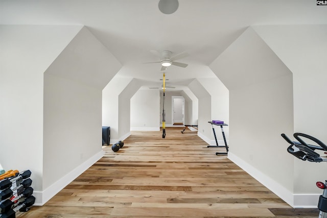 527 Regatta Rd, Columbia, SC 29212 - additional living space with a ceiling fan, baseboards, vaulted ceiling, and light wood finished floors