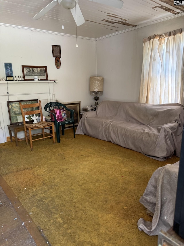 living room with ceiling fan