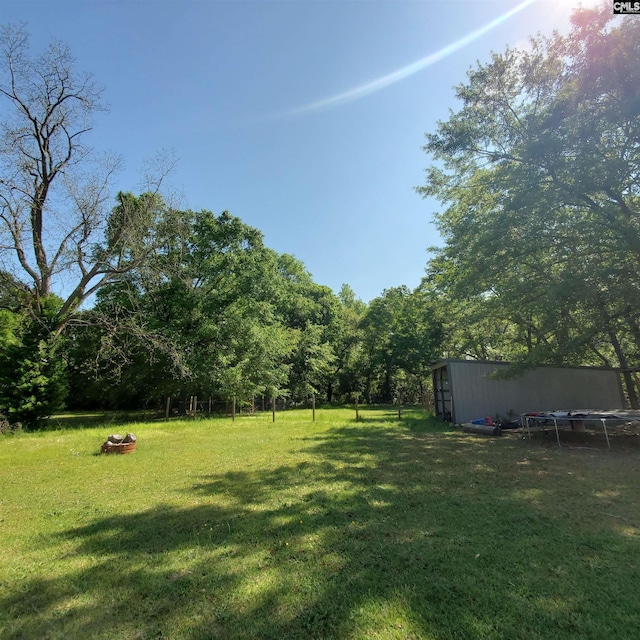 view of yard with a trampoline