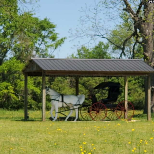 view of property's community featuring a lawn