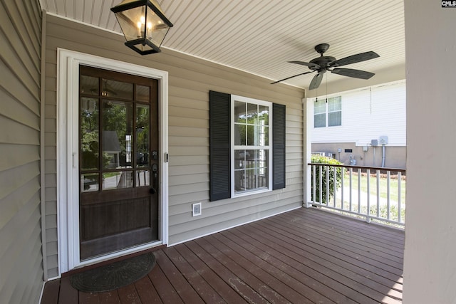 deck featuring a ceiling fan