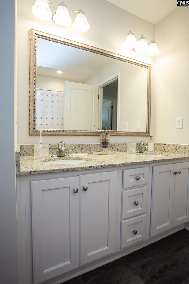 bathroom featuring a sink and double vanity