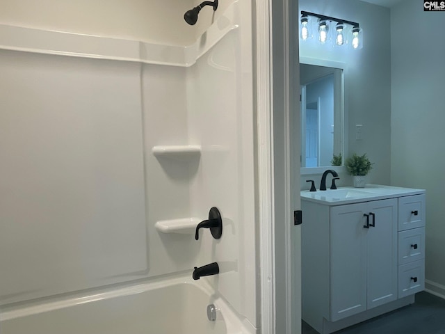 full bath with shower / washtub combination and vanity