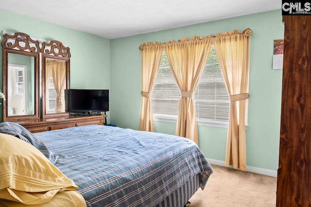 bedroom with carpet floors and baseboards