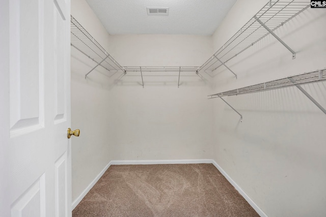 walk in closet featuring carpet flooring and visible vents