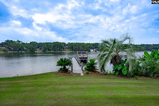 property view of water with a boat dock