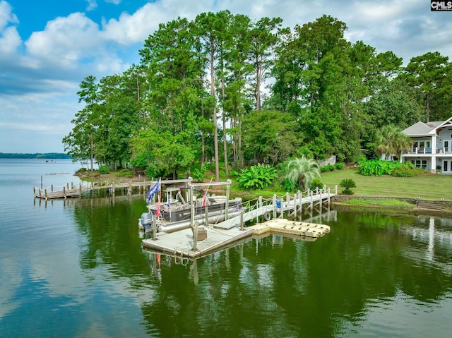 view of dock featuring a water view