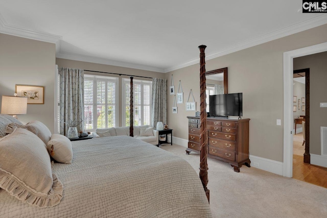 119 Ashley Trace Dr, Lexington, SC 29072 - bedroom with baseboards, ornamental molding, light colored carpet, and visible vents