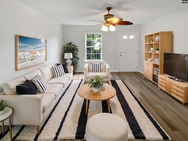 6 Sawdust Ct, Columbia, SC 29209 - living area with baseboards, ceiling fan, and light wood-style flooring