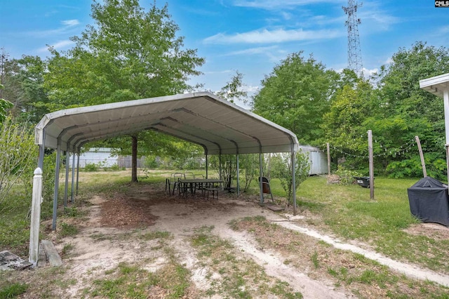 view of parking featuring a carport