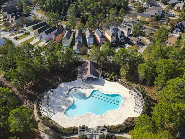 aerial view with a residential view