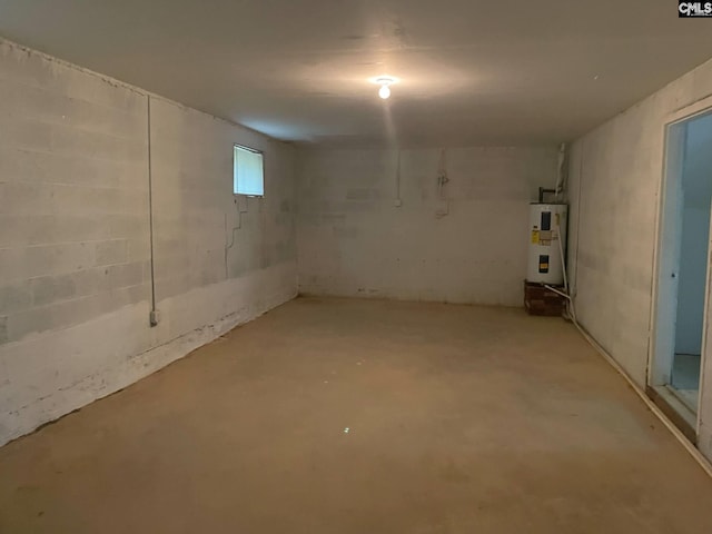 basement with electric water heater