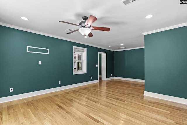 5904 Lakeshore Dr, Columbia, SC 29206 - empty room featuring crown molding, ceiling fan, recessed lighting, baseboards, and visible vents