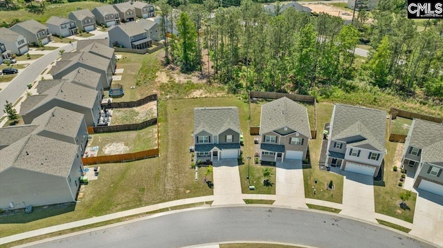 drone / aerial view with a residential view
