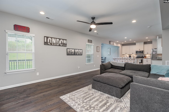 742 Westfield Rd, Lexington, SC 29073 - living area with a healthy amount of sunlight, recessed lighting, dark wood-style floors, and visible vents