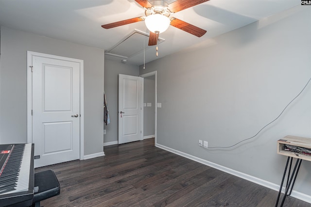 742 Westfield Rd, Lexington, SC 29073 - interior space with baseboards, dark wood-style floors, ceiling fan, and attic access