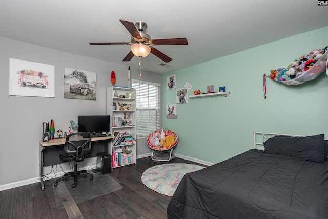 742 Westfield Rd, Lexington, SC 29073 - bedroom featuring a ceiling fan, baseboards, visible vents, and wood finished floors