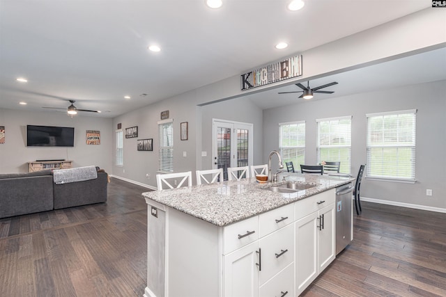742 Westfield Rd, Lexington, SC 29073 - kitchen with baseboards, a ceiling fan, a sink, and open floor plan