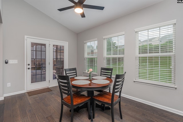742 Westfield Rd, Lexington, SC 29073 - dining area featuring baseboards, ceiling fan, vaulted ceiling, and wood finished floors