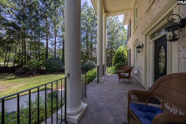 view of patio with a porch