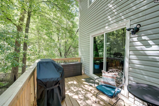 deck with a grill