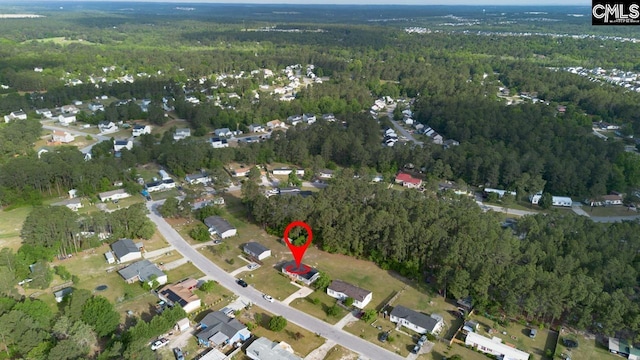 aerial view with a forest view