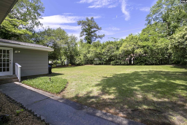 view of yard featuring entry steps