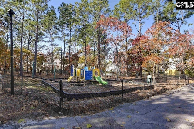 community play area with fence
