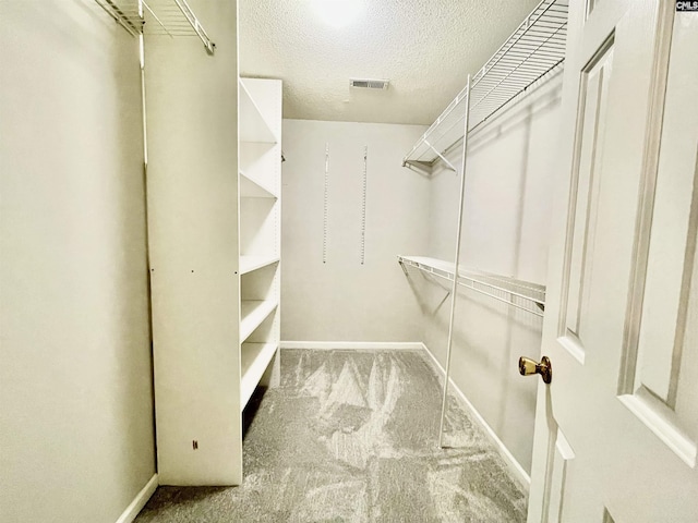 spacious closet featuring carpet floors and visible vents
