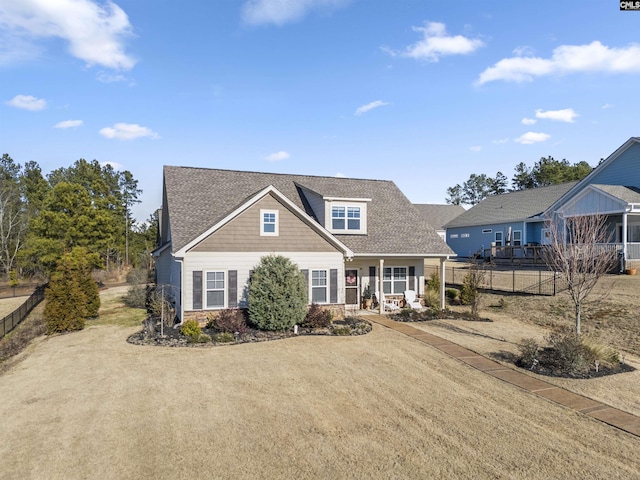 11249 Island View Ln, Lancaster, SC 29720 - view of front of property with fence, covered porch, and stone siding